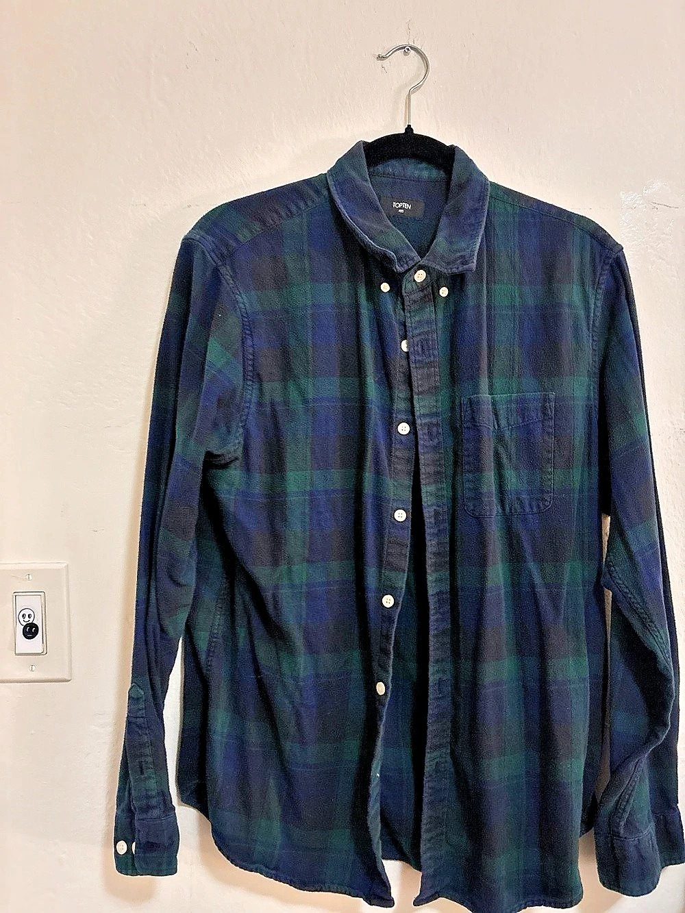TOPTEN Green Black Plaid Button Down Shirt